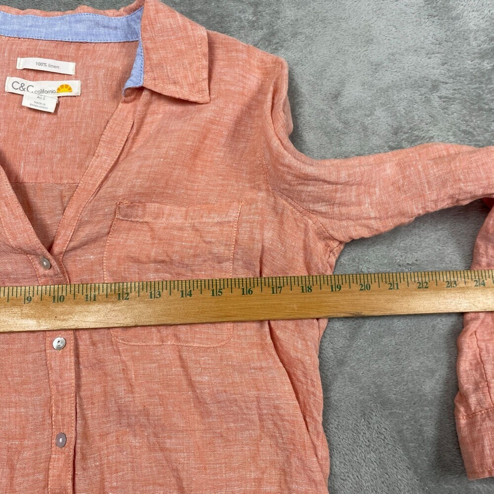 C&C California Womens Peach Linen Button-Up Shirt Small a0945 - Picture 4 of 6